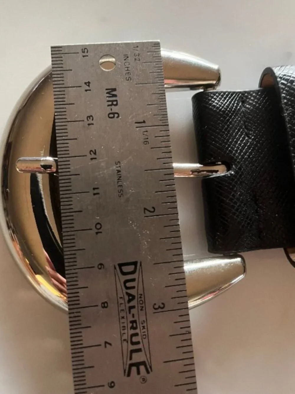 Adrienne Vittadini Black Faux Leather Belt with Elastic Back & Silver Buckle